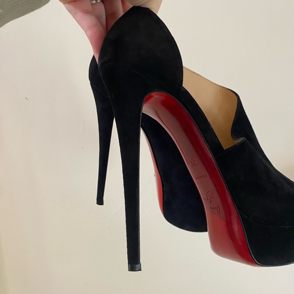 AUTHENTIC CHRISTIAN LOUBOUTIN VEAU VELOURS VERITA 150 BOOTIES 39 SUEDE BLACK - Picture 6 of 16